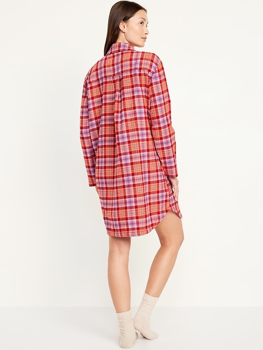 Image number 2 showing, Flannel Pajama Shirt Dress