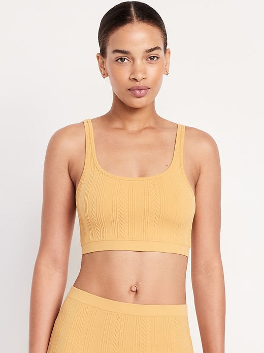 View large product image 1 of 8. Seamless Cable-Knit Bralette