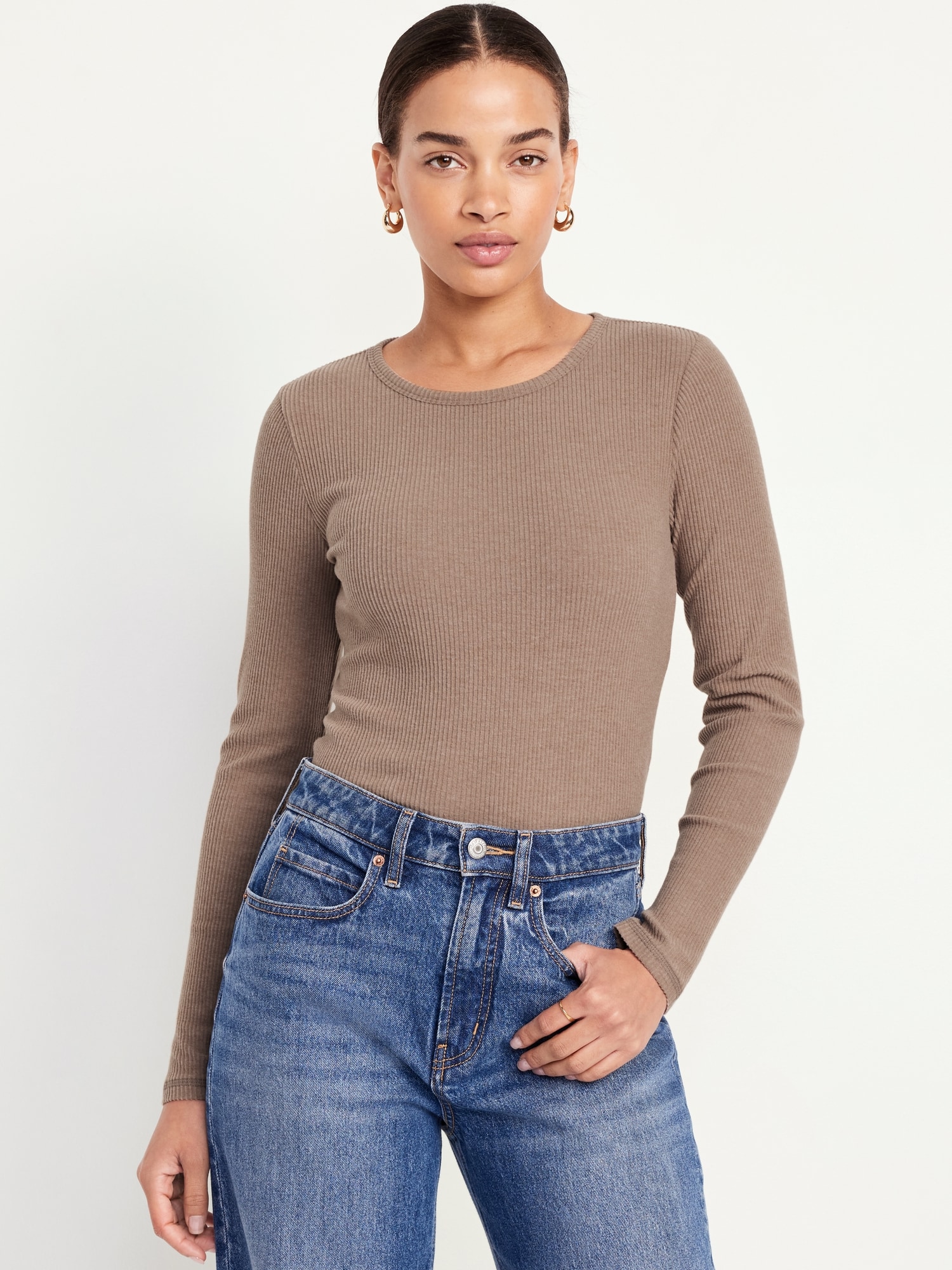 Plush-Knit Long-Sleeve T-Shirt