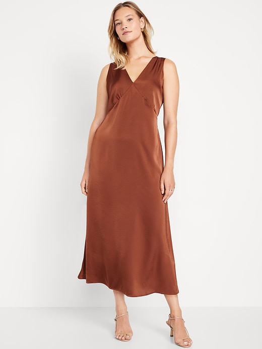 Image number 4 showing, Sleeveless Satin Midi Slip Dress