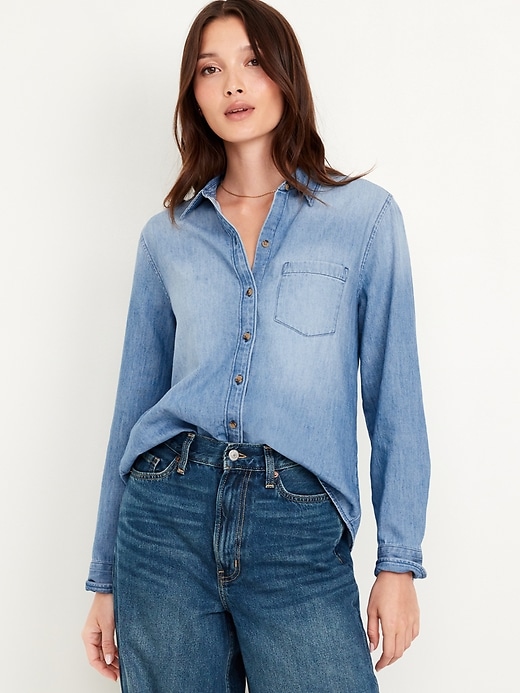 Image number 1 showing, Classic Button-Down Jean Shirt