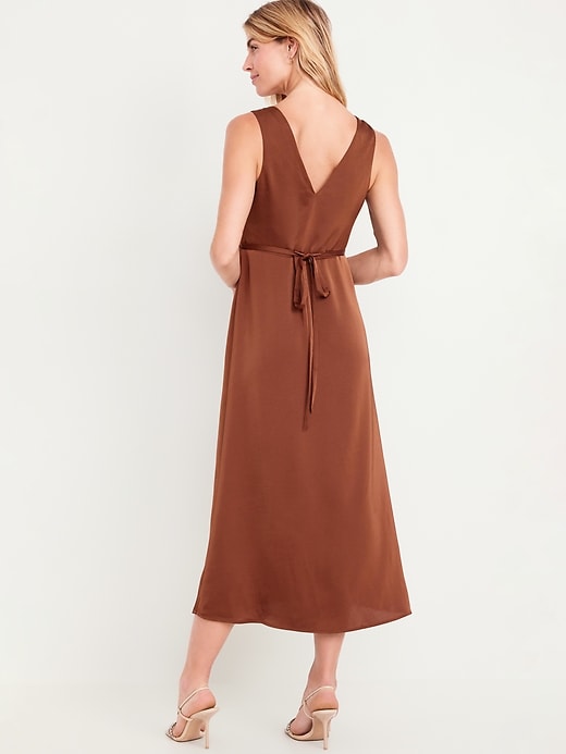 Image number 2 showing, Sleeveless Satin Midi Slip Dress