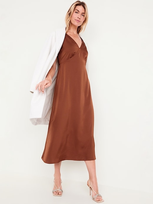 Image number 3 showing, Sleeveless Satin Midi Slip Dress