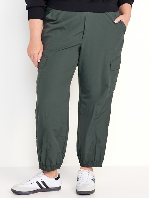 Image number 6 showing, High-Waisted Ankle-Zip Cargo Joggers