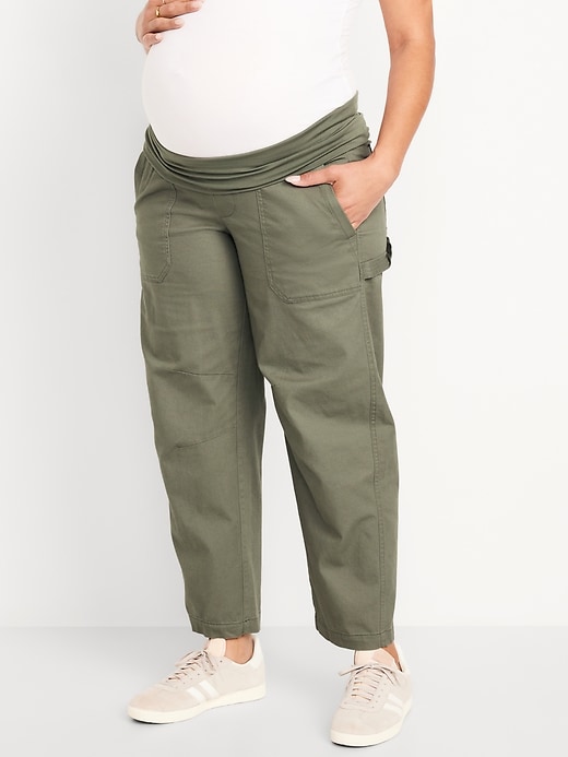 Image number 1 showing, Maternity Rollover Waist Pulla Utility Pants