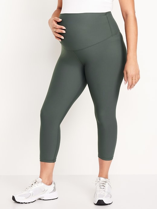 Image number 1 showing, Maternity Full-Panel PowerSoft Crop Leggings