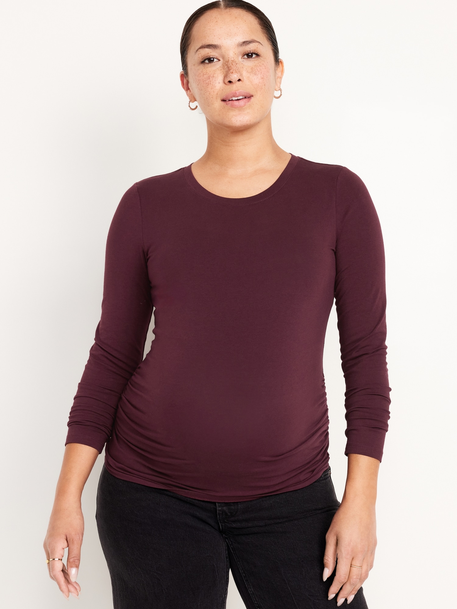 Maternity Long Sleeve Crew Neck T-Shirt