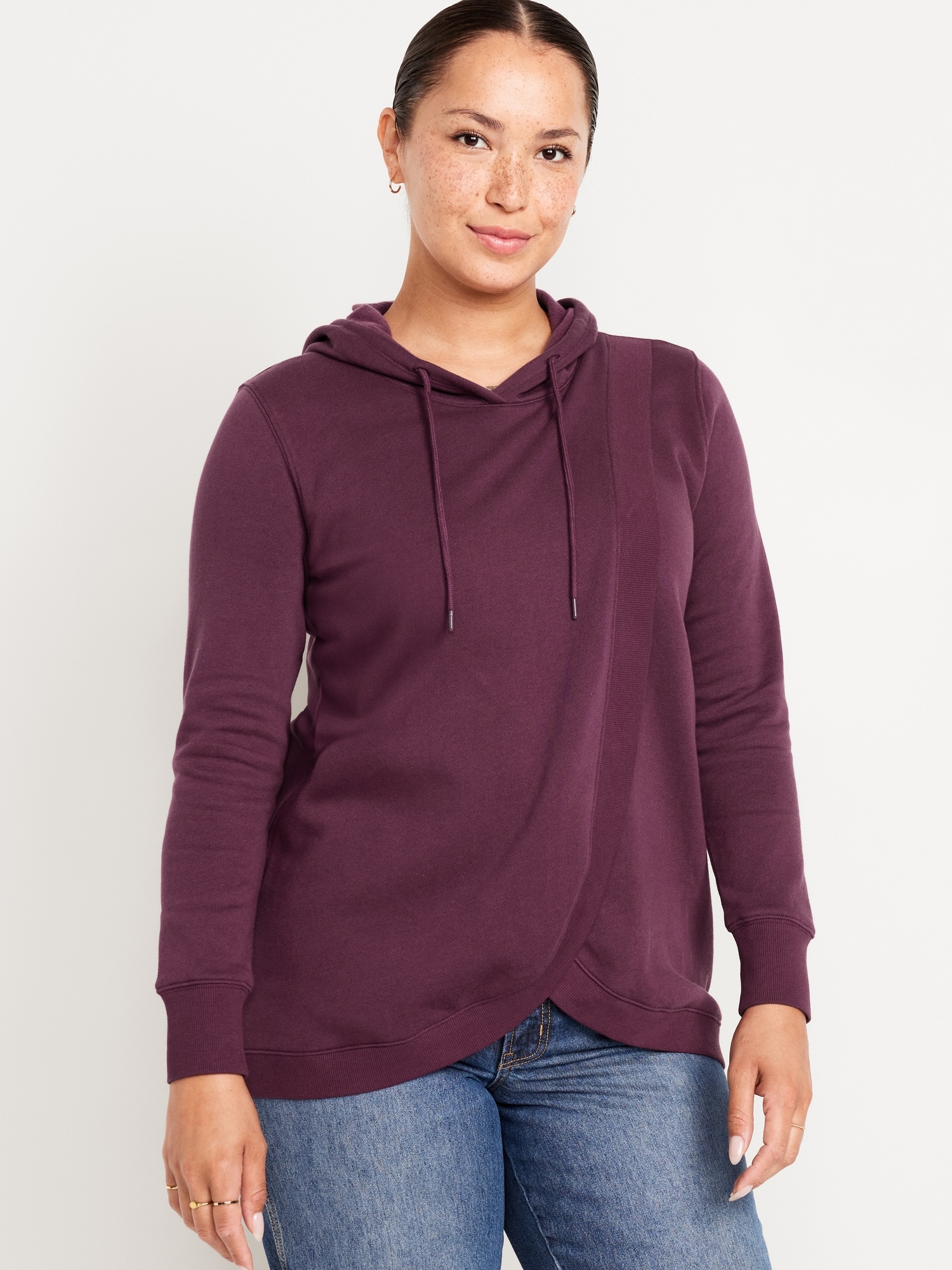 Maternity Cross-Front Nursing Pullover Hoodie