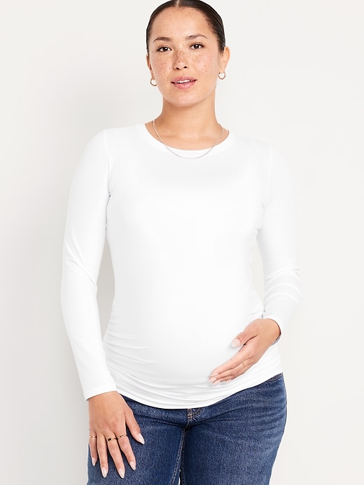 Image number 1 showing, Maternity Long Sleeve Crew Neck T-Shirt