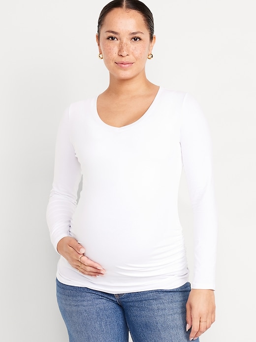 Image number 1 showing, Maternity V-Neck Long Sleeve T-Shirt