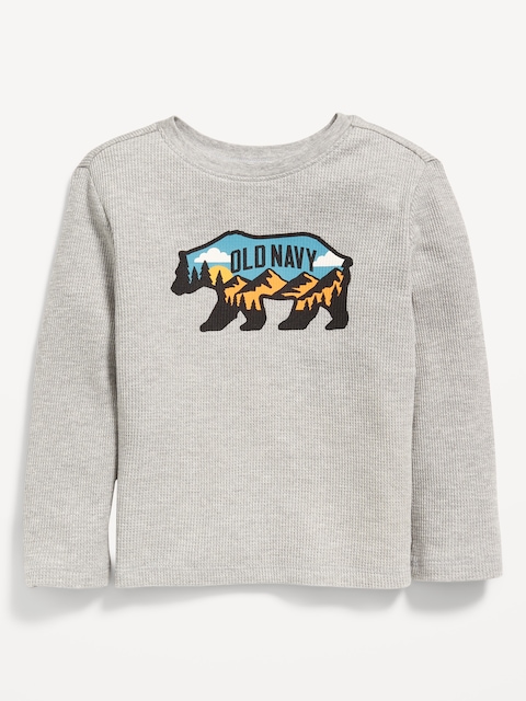 Long-Sleeve Logo-Graphic Thermal-Knit T-Shirt for Toddler Boys - Heather Gray