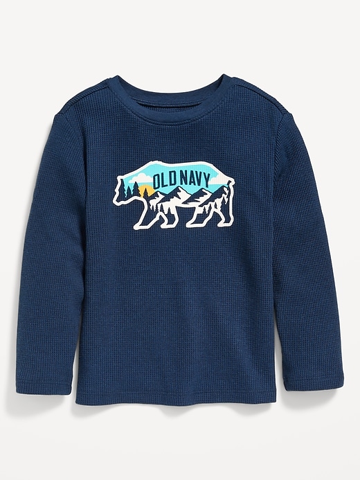 View large product image 1 of 1. Long-Sleeve Logo-Graphic Thermal-Knit T-Shirt for Toddler Boys