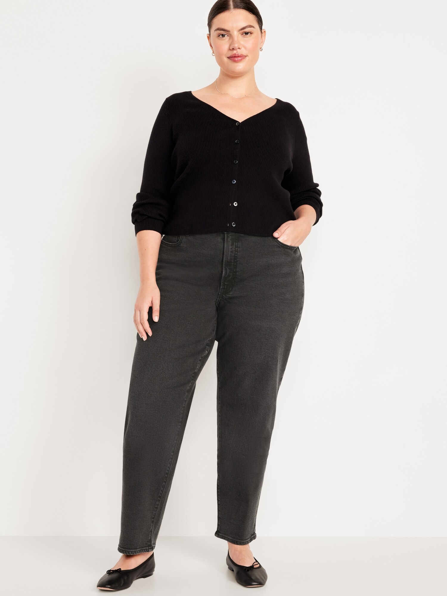 Женские джинсы Old Navy High-Waisted OG Loose, цвет: Чёрный варёный — фото 6