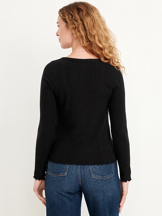 Image number 2 showing, Button-Down Pointelle Top