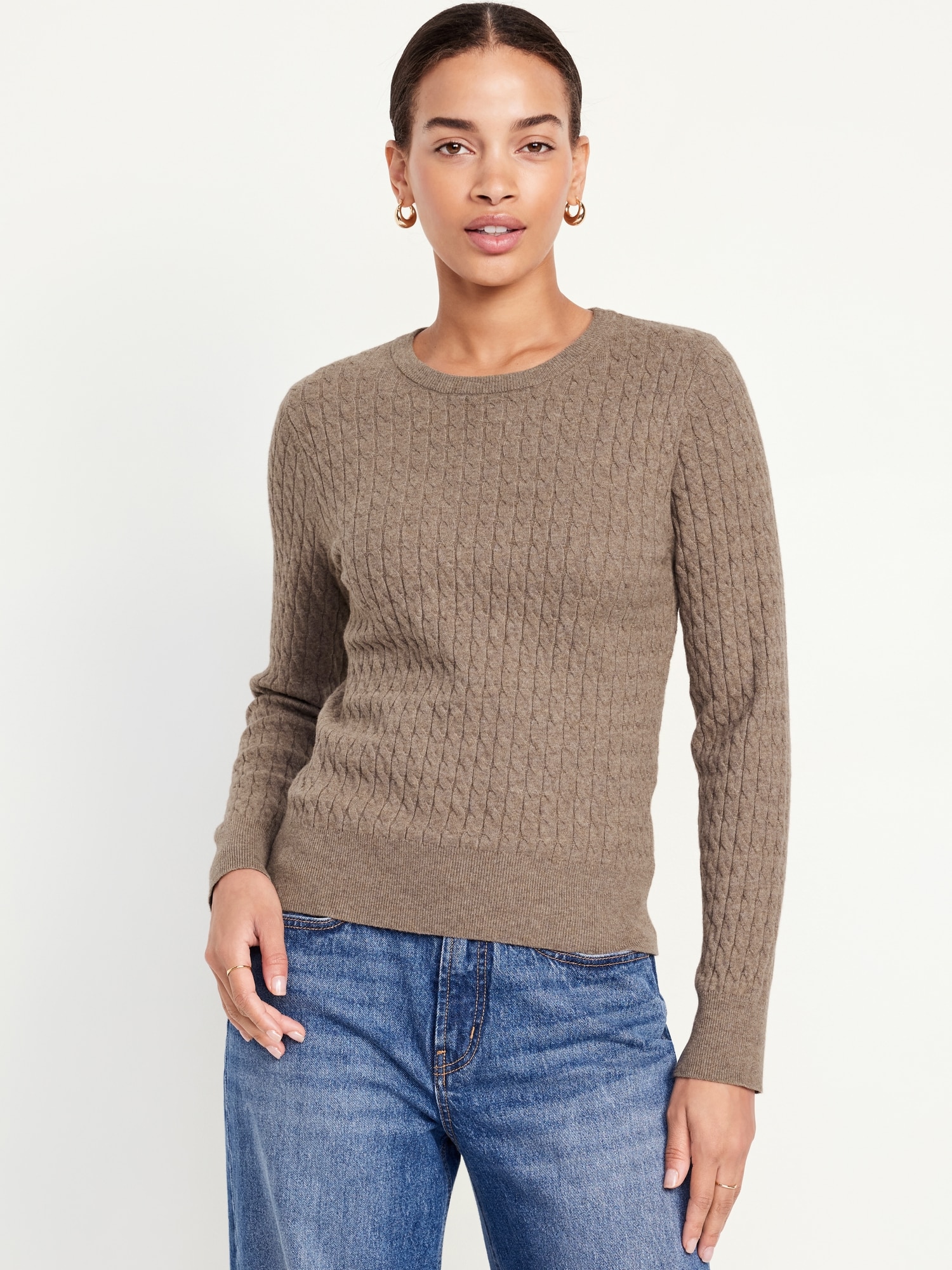 SoSoft Crew Neck Cable Sweater Old Navy