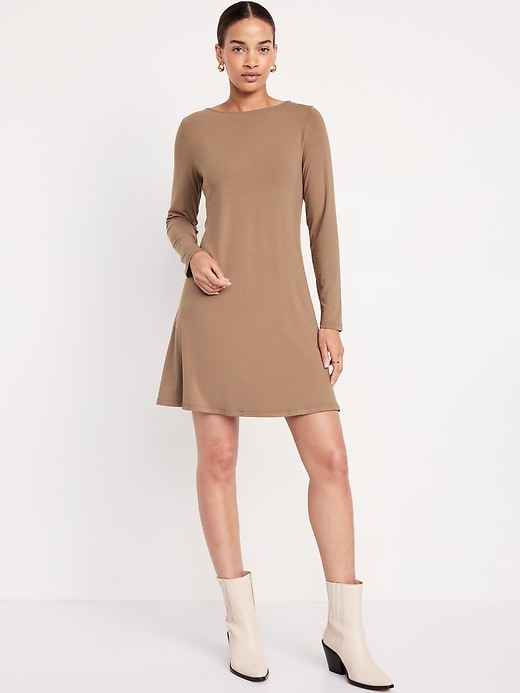 Image number 1 showing, Long-Sleeve Mini Swing Dress