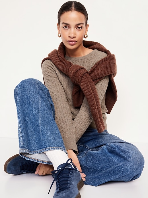 Image number 3 showing, SoSoft Crew-Neck Cable Sweater