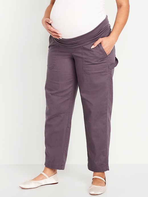 Image number 1 showing, Maternity Rollover Waist Pulla Utility Pants