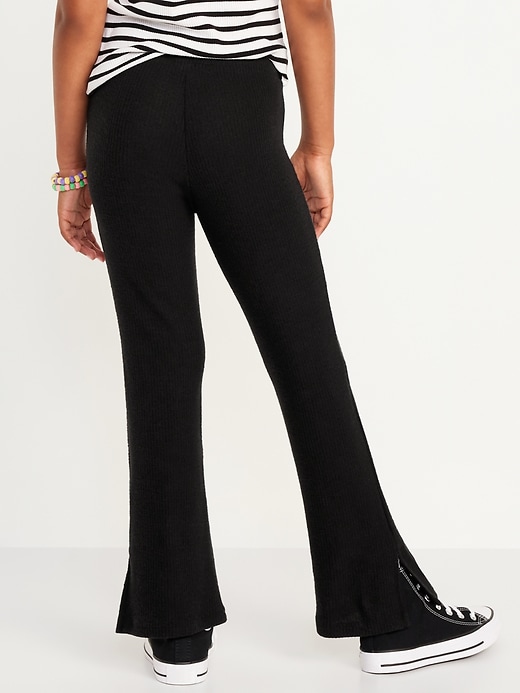 View large product image 2 of 5. Plush High-Waisted Ribbed Flare Pants for Girls