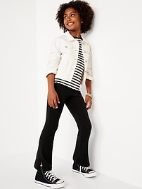 View large product image 3 of 5. Plush High-Waisted Ribbed Flare Pants for Girls