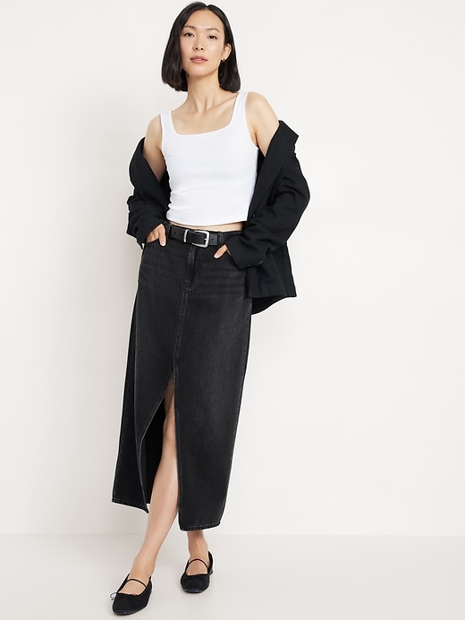 Image number 1 showing, Mid-Rise Jean Maxi Skirt