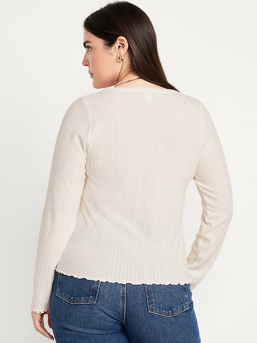 Image number 6 showing, Button-Down Pointelle Top