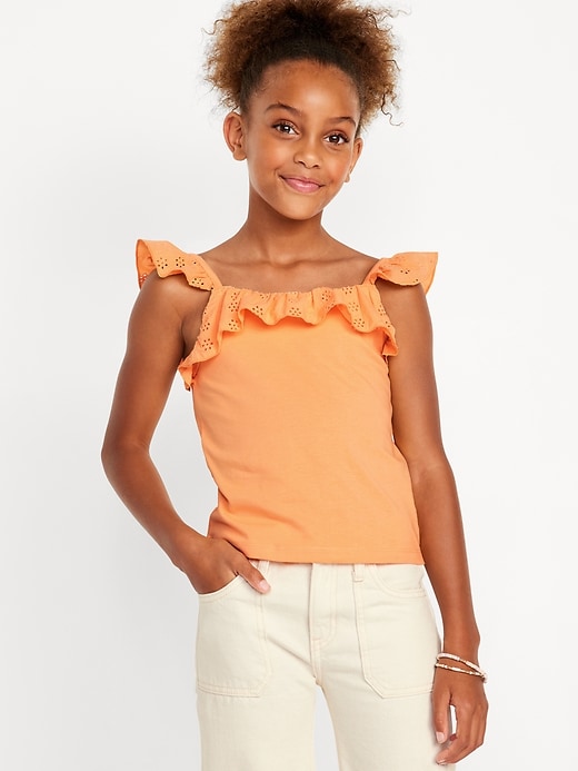 View large product image 1 of 3. Fitted Ruffle-Trim Tank Top for Girls