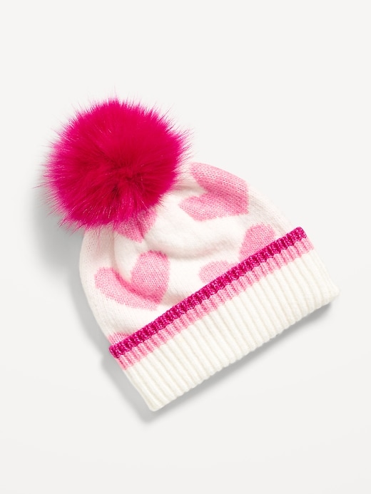 View large product image 1 of 1. Printed Pom-Pom Beanie for Girls