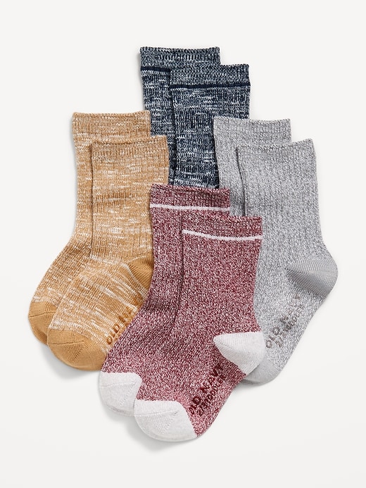 View large product image 1 of 1. Unisex Soft-Knit Camp Crew Socks 4-Pack for Toddler &amp; Baby