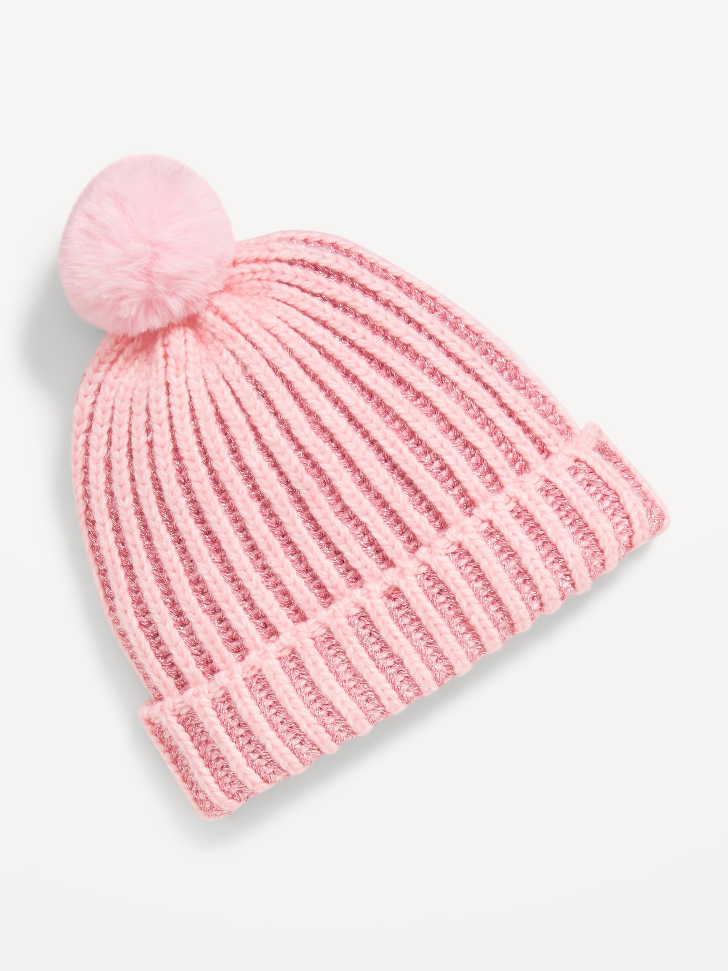 Shiny Pom-Pom Beanie for Toddler Girls