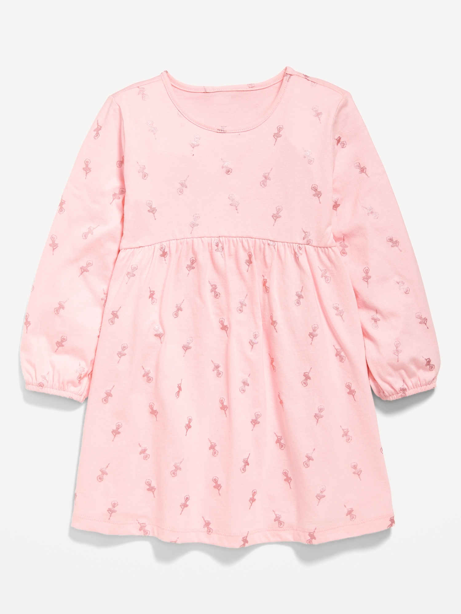 Printed Jersey-Knit Long-Sleeve Dress for Toddler Girls - Pink