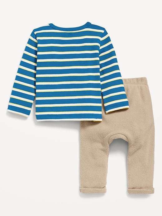 View large product image 2 of 3. Printed Buttoned-Pocket T-Shirt and Thermal-Knit Pants Set for Baby