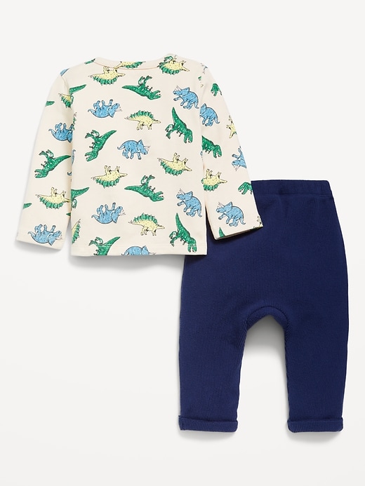 View large product image 2 of 3. Printed Buttoned-Pocket T-Shirt and Thermal-Knit Pants Set for Baby