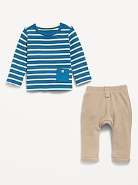 View large product image 3 of 3. Printed Buttoned-Pocket T-Shirt and Thermal-Knit Pants Set for Baby