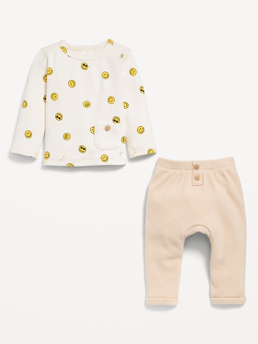 View large product image 2 of 3. Printed Buttoned-Pocket T-Shirt and Thermal-Knit Pants Set for Baby