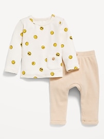 View large product image 3 of 3. Printed Buttoned-Pocket T-Shirt and Thermal-Knit Pants Set for Baby