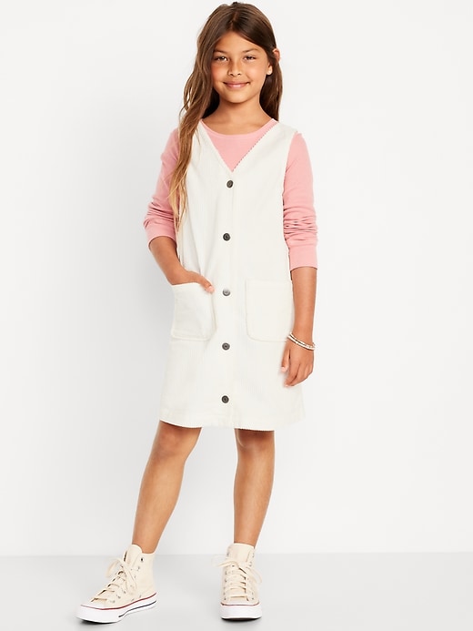 View large product image 1 of 4. Sleeveless Button-Front Corduroy Dress for Girls