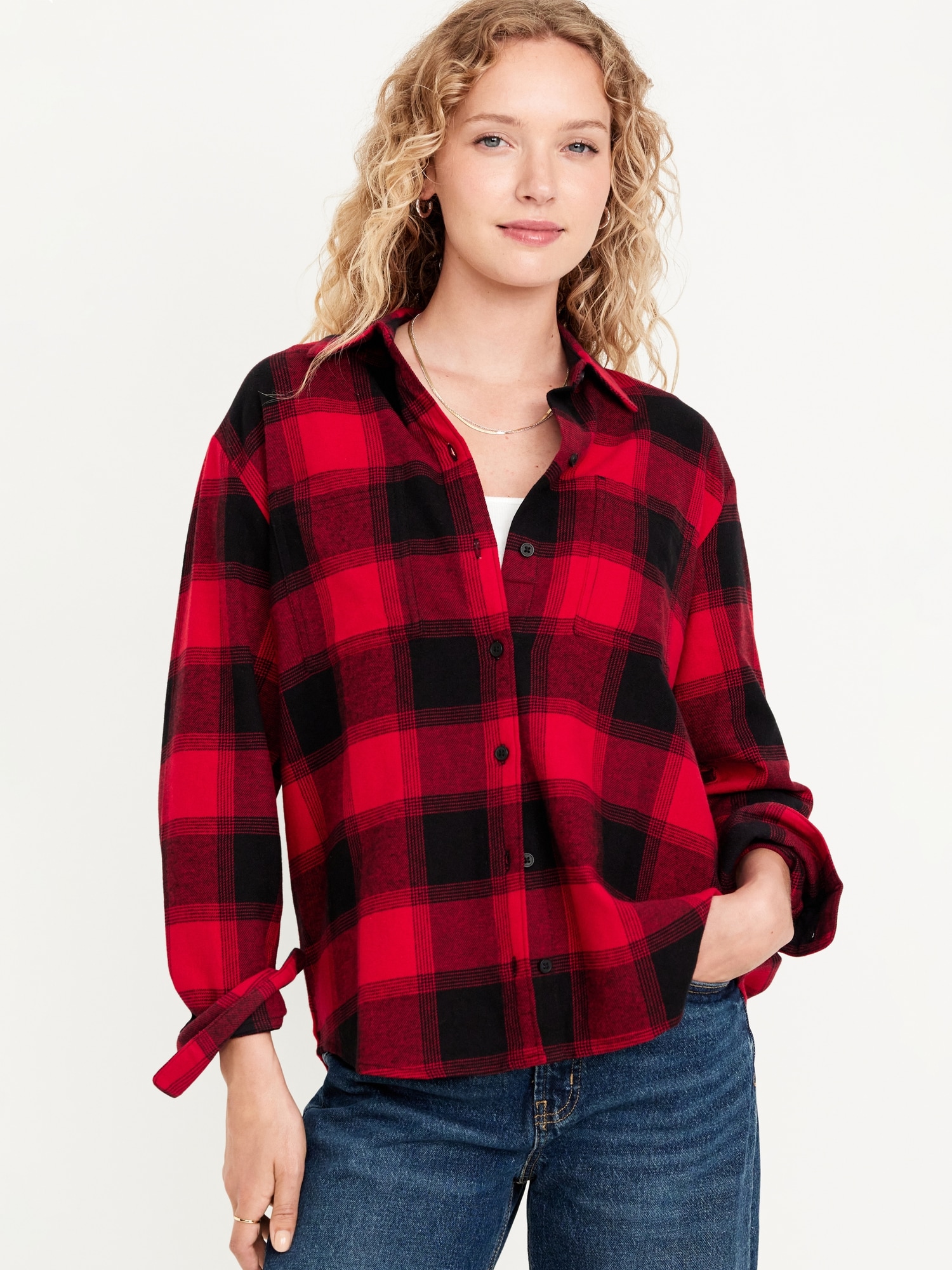 Flannel Boyfriend Button-Down Shirt