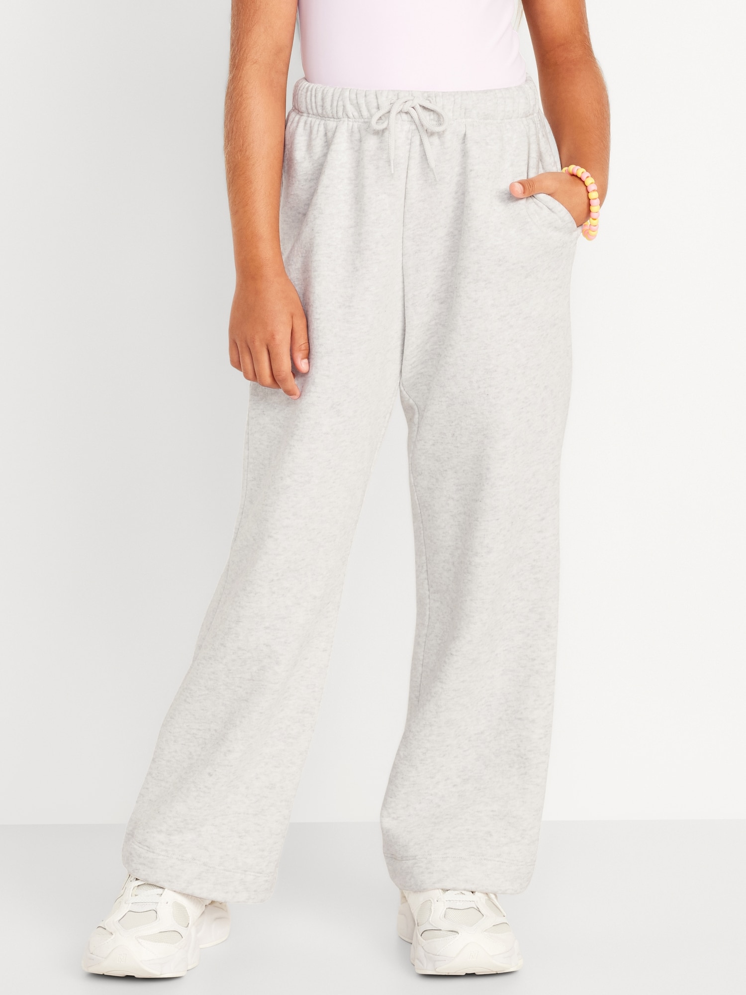 High-Waisted Straight-Leg Fleece Pants for Girls