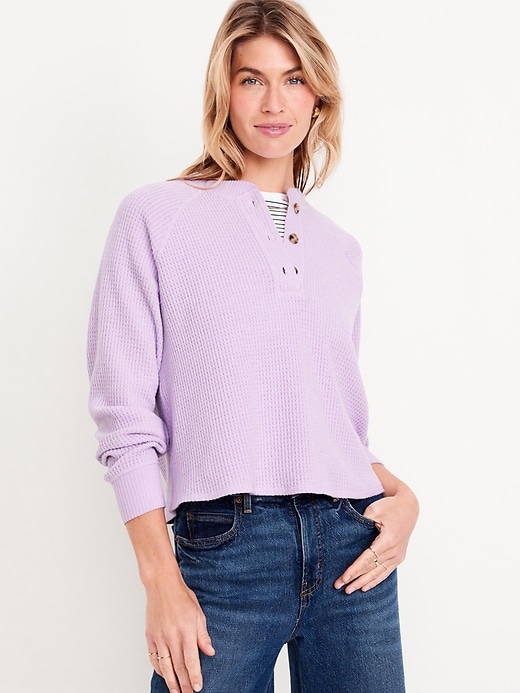 Image number 1 showing, Cozy Thermal-Knit Henley