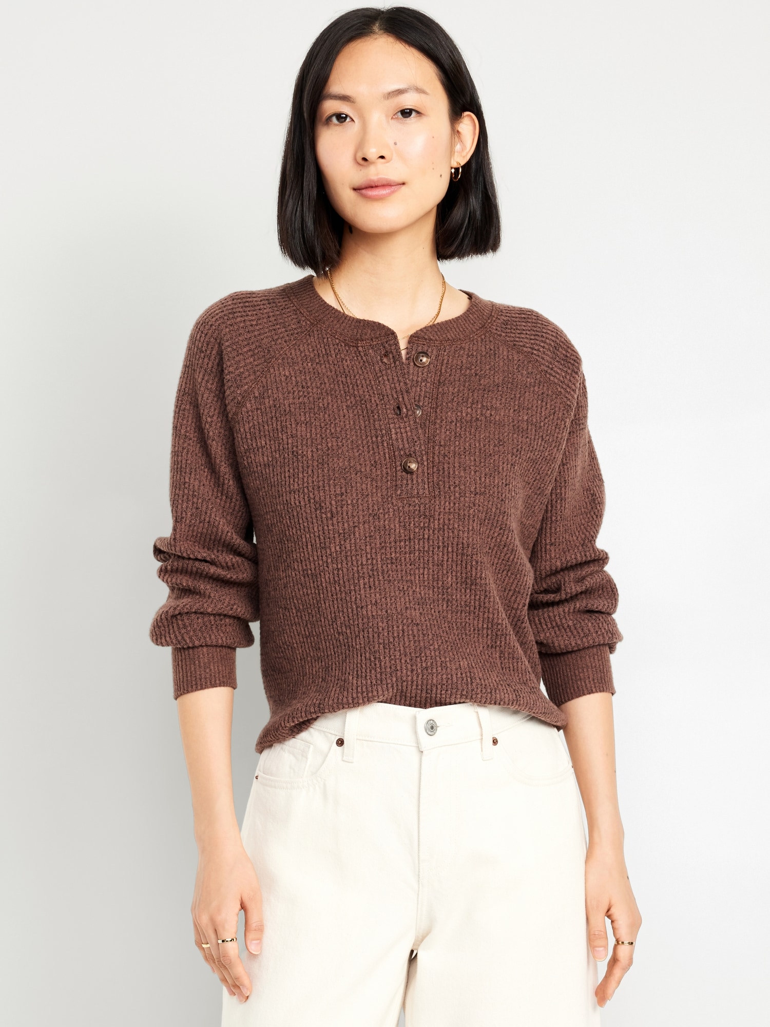 Cozy Waffle Henley T-Shirt | Old Navy