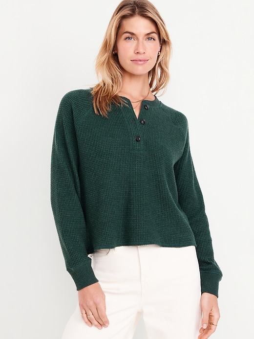 Image number 1 showing, Cozy Thermal-Knit Henley