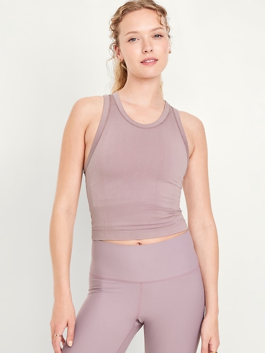 Image number 1 showing, Fitted Seamless Crop Tank Top