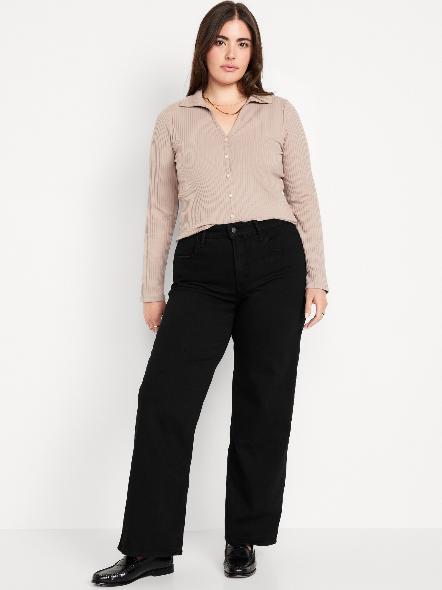 Женские джинсы Old Navy High-Waisted Wow Wide-Leg, цвет: Чёрный — фото 4