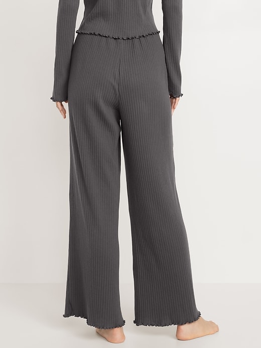 Image number 2 showing, High-Waisted Ribbed Pajama Pants