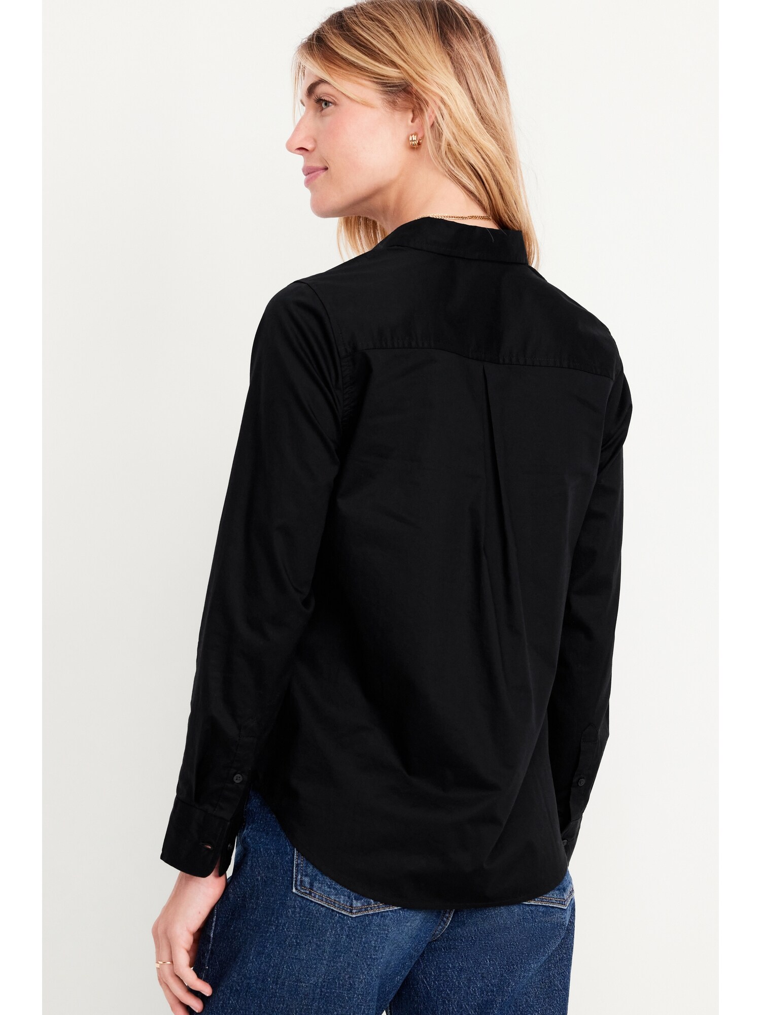 Женская рубашка Old Navy Classic Button-Down, цвет: Чёрный — фото 2