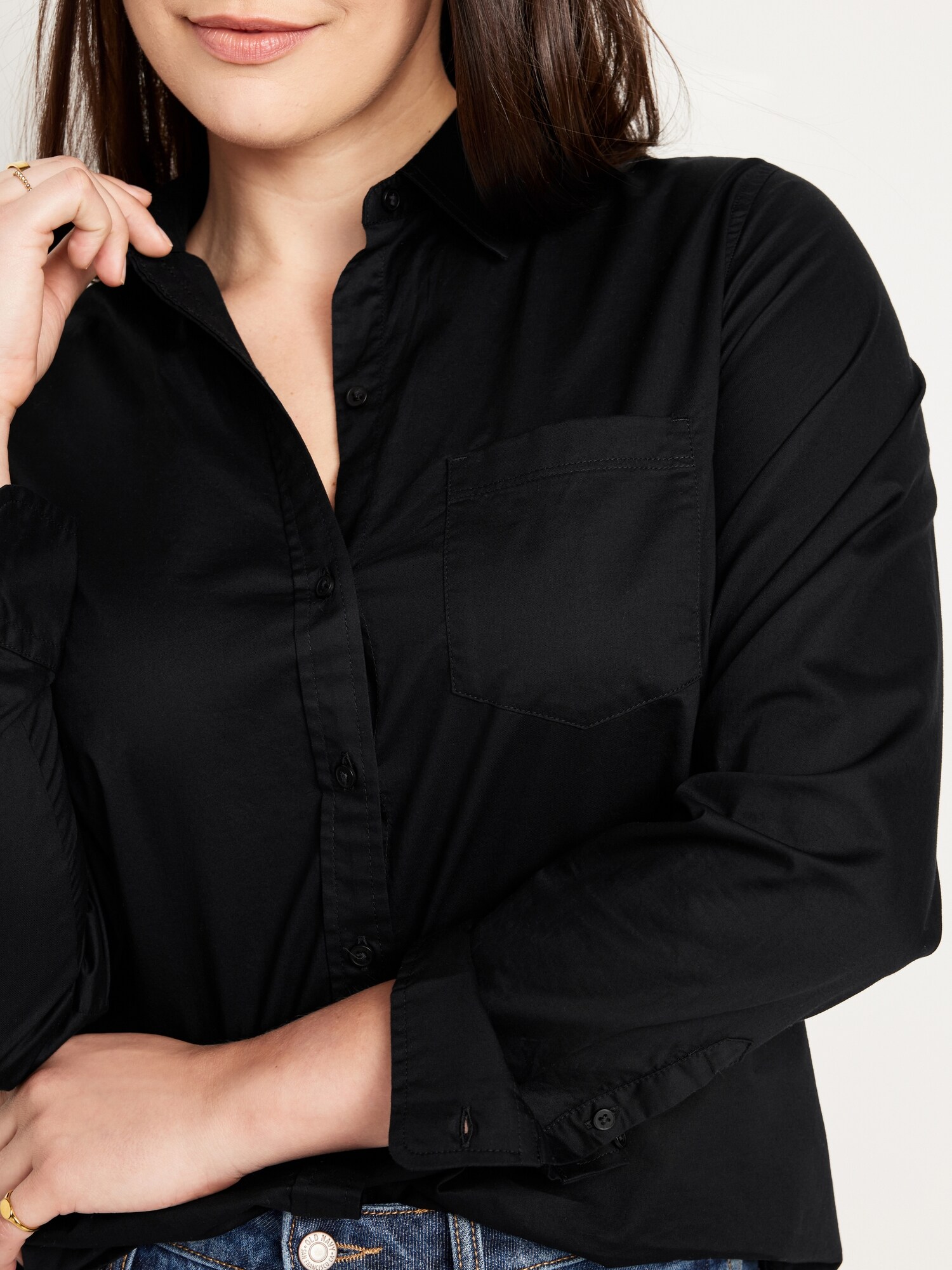 Женская рубашка Old Navy Classic Button-Down, цвет: Чёрный — фото 4