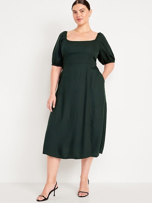 Image number 6 showing, Fit and Flare Crepe Midi Dress