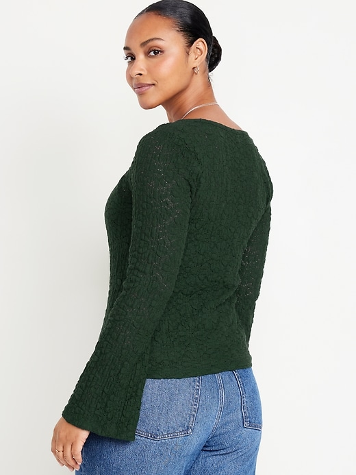 Image number 6 showing, Textured Lace Scoop-Neck Top