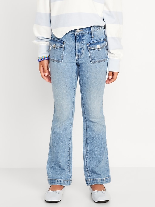 View large product image 1 of 5. High-Waisted Utility Pocket Flare Jeans for Girls